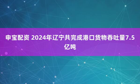 申宝配资 2024年辽宁共完成港口货物吞吐量7.5亿吨